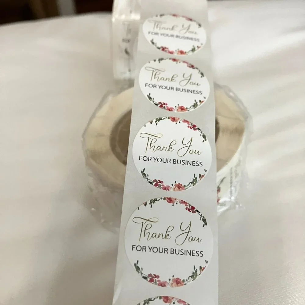 THREE Brand NEW Rolls total of 1,500 Self Adhesive Stickers Thank you